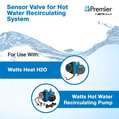 Watts Premier sensor valve for hot water recirculating system; 4.5-inch valve with two 12-inch supply lines