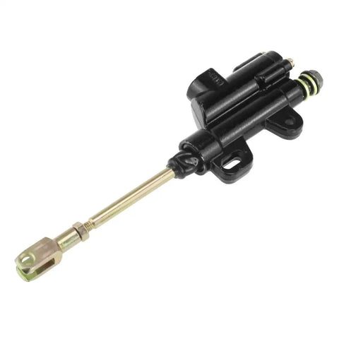 10mm Banjo Rear Hydraulic Foot Brake Master Cylinder For Dirt Bikes And ATVs, black aluminum, side view