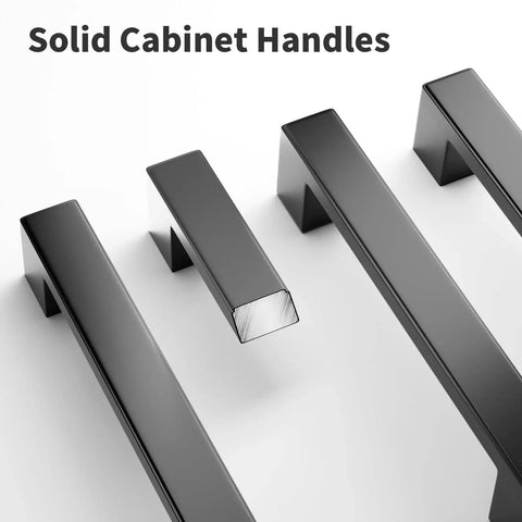 30 Pack 5 Inch Square Matte Black Cabinet Handles For Cabinets Drawers And Dressers, Modern Kitchen Hardware, angled view