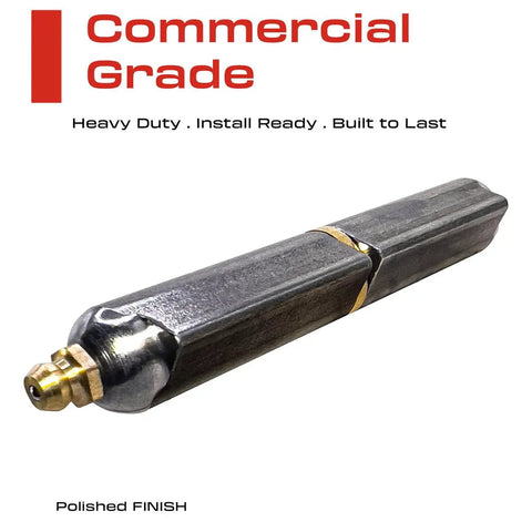 Beefy Heavy Duty Weld On Bullet Hinge For Gates And Doors with grease zerk, commercial grade, polished finish.