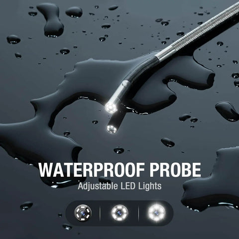 Two Way Articulating Borescope With Light For Auto Maintenance And Diagnostics, waterproof 3.9mm fiber optic probe with LED lights.