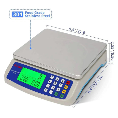 Pro Grade Digital Kitchen Scale 30Kg Commercial Food Scale 66Lb For Baking Bread And Meat, Stainless Steel, LCD Display