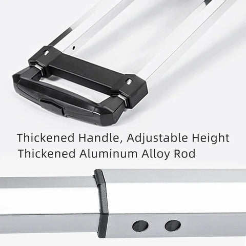 Close-up of Transformable Backpack Trolley Cart With Aluminum Alloy Frame showing handle and adjustable thick aluminum rod.
