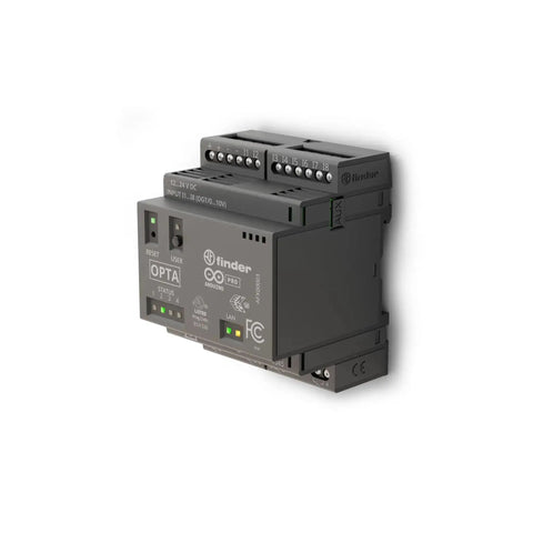 Front view of Opta Lite Industrial IoT Controller Workhorse For Tight Spaces With Digital I O Analog Inputs Modbus Support And Edge Computing