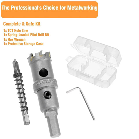 2 Inch Tungsten Carbide Tipped Hole Saw Kit with Spring Loaded Pilot Bit for stainless steel, hard metal, iron, wood, and plastic