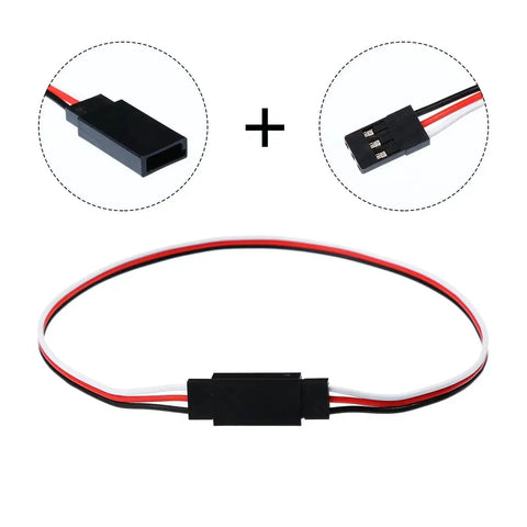 20 Piece 3 Pin Servo Extension Cables Female To Male RC Wiring Kit showing connectors and cable length details