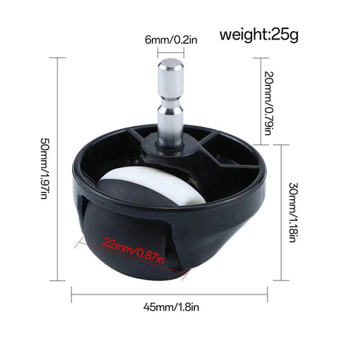 Front Wheel Caster Assembly For Roomba Vacuum Cleaners 500 600 700 800 I7 E5 E6 900 Series showing size dimensions in black and white