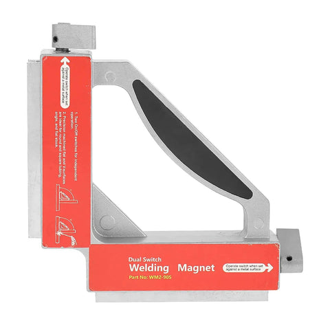 Dual Switch Magnetic Welding Fixture With 90 Degree Alignment And V Groove Base For Steel Workpieces Heavy Duty Magnet Welder Jig Holder For Welding And Cutting Independent Control On Each Side.