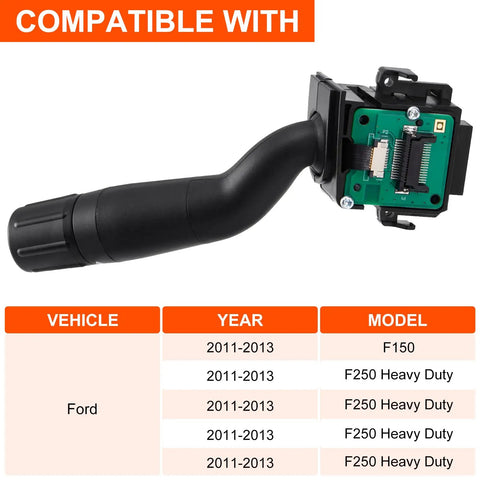 Turn Signal Switch Kit With Installation Tools Direct Fit For 2011 2013 Ford F Series Trucks F150 F250 F350 F450 F550 shown with compatibility chart