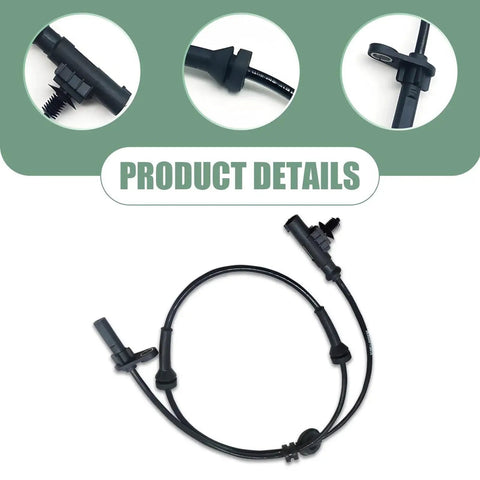Overall view of rear-left ABS wheel speed sensor with wiring harness, black