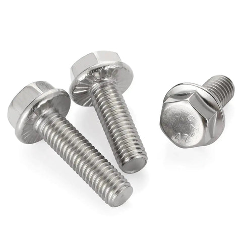 3/8-16 Flanged Hex Head Bolts Fully Threaded 1 Inch Stainless Steel 304 External Hex Drive Flange Screws 10 Piece Set
