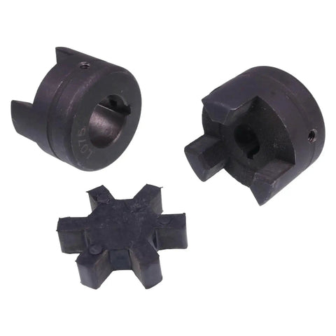 Flexible L Jaw Coupling Set L075 Three Piece One Half To Seven Eighths Inch Shaft Couplings With Buna N NBR Rubber Spider