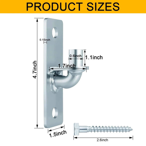 Dimensions of Set Of 4 Heavy Duty Wall Mount Gate Hinges With 8 Screws Galvanized Steel Rust Proof For Chain Link Fence Or Barn Doors.