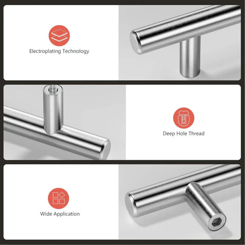 Brushed Nickel Cabinet Pulls 3 Inch Center To Center 5 Inch Overall Length Stainless Steel Cabinet Hardware 15 Pack, close-up view.