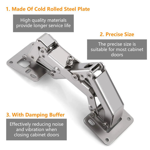 Two Pack 170 Degree Concealed Door Hinges For Corner Kitchen Cabinets, Full Overlay Replacement Hardware With Damping Buffer, Lightweight Cold Rolled Steel, Durable Cabinet Door Hinge Set