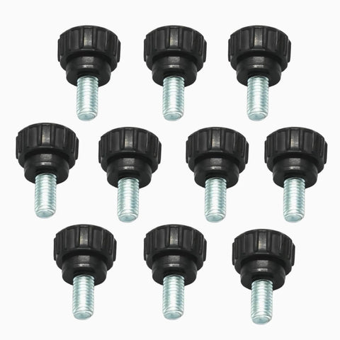 10 Pack M5 Threaded Knurled Thumb Screws Black Round Grip Knobs For Machinery Lathe Setup Carbon Steel With ABS Core