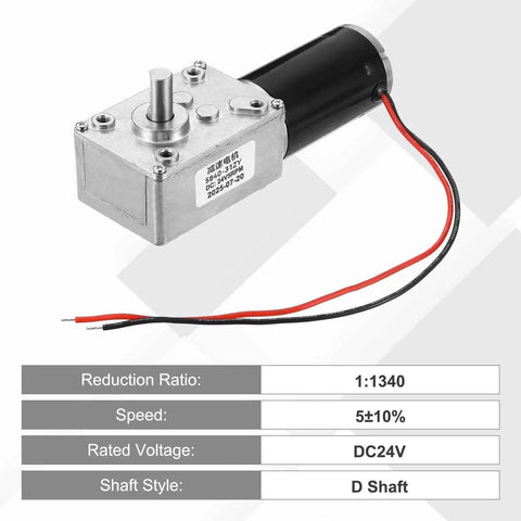 High Torque DC 24V 5 RPM Reversible Worm Gear Motor Reducer With 8mm D Shape Shaft For Sweepers Printers Ovens And Vending Machines