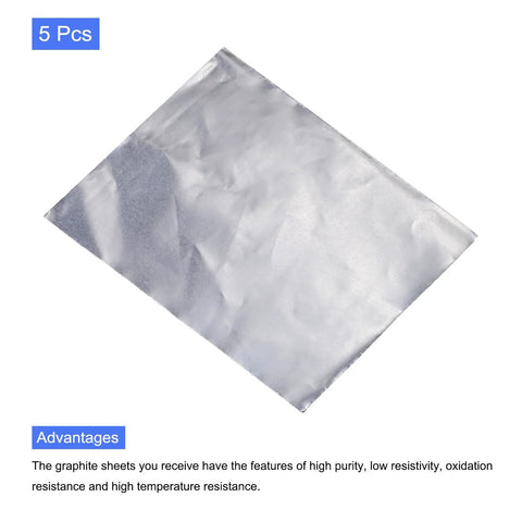 PATIKIL flexible graphite foil sheet, silver, 250x200x0.3mm, pack of 5
