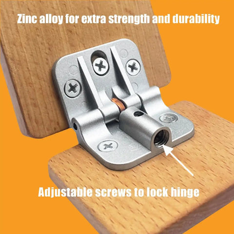 Close-up of 180 Degree Zinc Alloy Adjustable Locking Hinges Set Of 4 For Drop Leaf Tables And Desks, Anteisi Torque Hinges