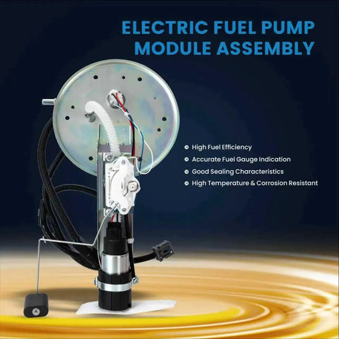 Electric Fuel Pump Module Assembly Direct Fit For 2003 2004 Ford Crown Victoria Lincoln Town Car Mercury Grand Marquis Marauder V8 4.6L Gas Engine Replace Parts E2336S EB336S SP2336H 4W1Z9H307AA 3W1Z9H307AB 5W1Z displayed against blue background