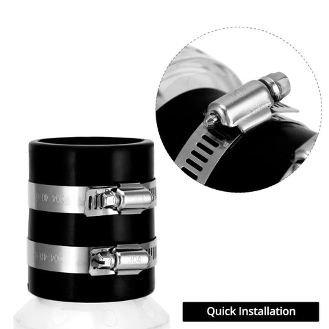 QWORK CV-150 silent check valve, 1-1/2 inch, clear body with Buna-N couplings and steel clamps