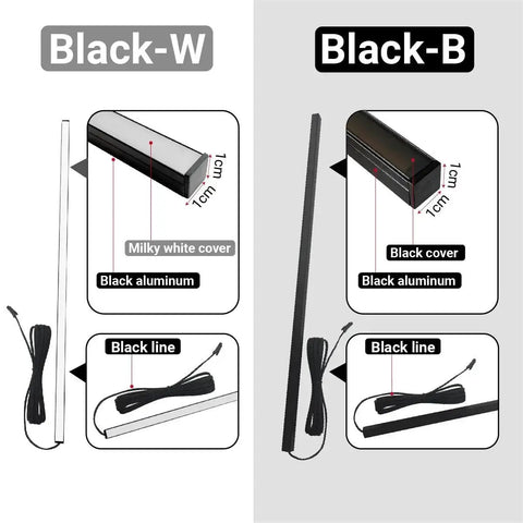 Black LED Recessed Lighting Kit With Dope 8 Piece 3000K Warm White Wall Panel Lights showing black aluminum and milky cover