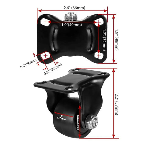 1.5 Inch Heavy Duty Polyurethane Caster Wheels Rigid Fixed Non Swivel With Double Ball Bearing Industrial Grade Solid Core