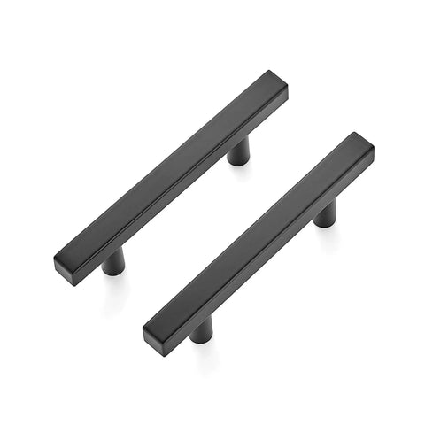 Two matte black stainless steel cabinet pulls from 30 Pack 5 Inch Square Cabinet Pulls Matte Black Stainless Steel Kitchen Drawer Pulls