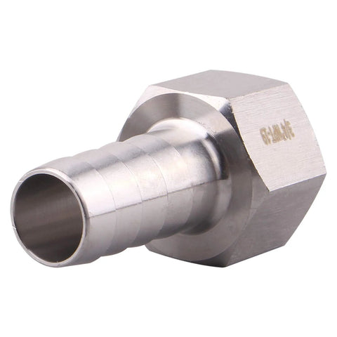 304 stainless steel barbed hose fitting with 3/4 in NPT female thread and hex nut