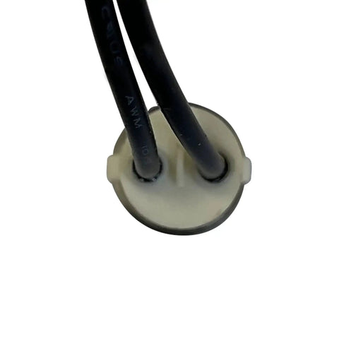Universal 12V Amber Indicator Light Pack with Half Inch Mounting Diameter, rear view of light base and wiring, 5 Pack