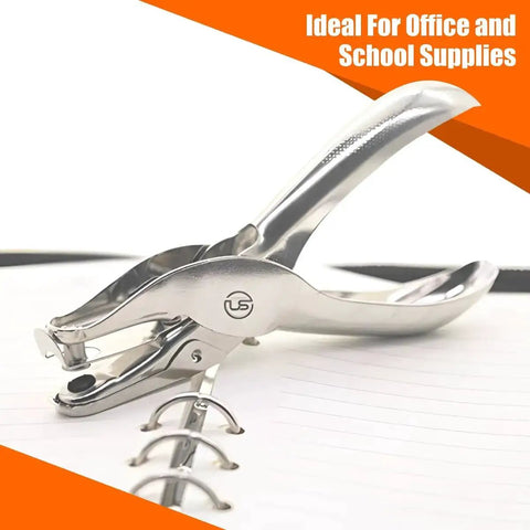 12 Pack Single Hole Puncher Set, 8 Sheet Capacity One Quarter Inch Circle Paper Punch For Crafts And Office, shiny silver handheld on paper