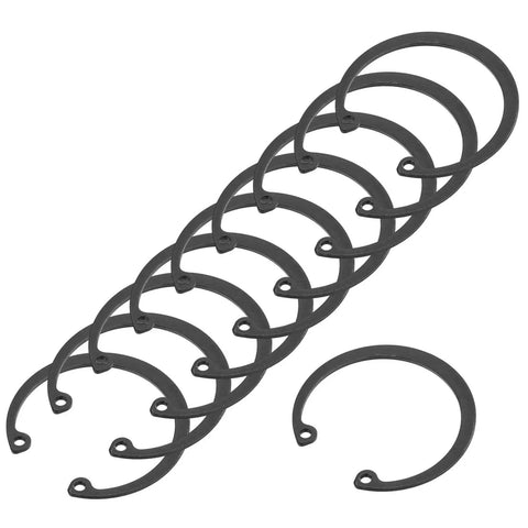 10 Pcs Internal Retaining Rings Set 48mm C Clip Snap Rings 65Mn Steel Circlips for Automotive Grooved Shafts and Studs Durable Manganese Steel With Oxidation Finish displayed in a flat layout, showing black oxidation finish.