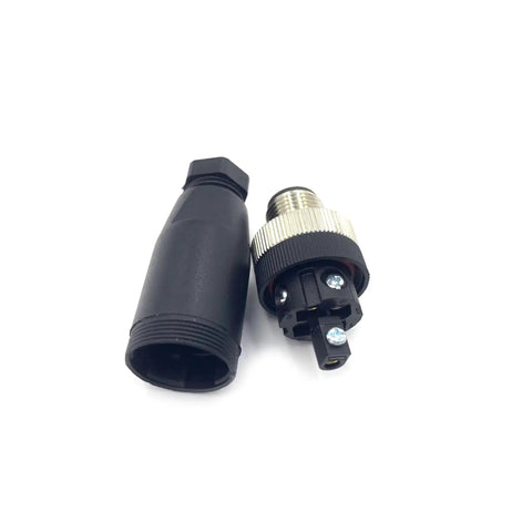 M12 5 Pin A Code Male Connector IP67 Waterproof Rugged Unshielded Straight Type Sensor Connector For PG7 Cable Field Assembly Wireable Adapter 125V 4A Brass Gold Plated Contacts PA66 Shell, disassembled view