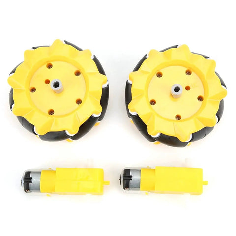 Mecanum Wheel Kit For TT Geared Motor Smart Robot Car Parts Accessories DIY Toy Components 80mm Rubber Coated Wheel Yellow Black