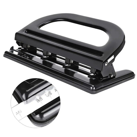 Heavy Duty 4 Hole Paper Punch With Built In Ruler For Up To 30 Sheets Adjustable Manual Hole Puncher Iron Construction