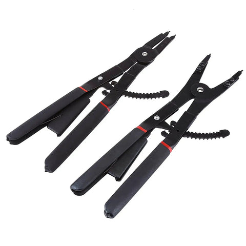 Heavy Duty 16 Inch Circlip Pliers Set 2 Pack Internal and External Snap Ring Pliers With 0 15 45 90 Degree Tips Heat Treated Steel Black Oxide Finish