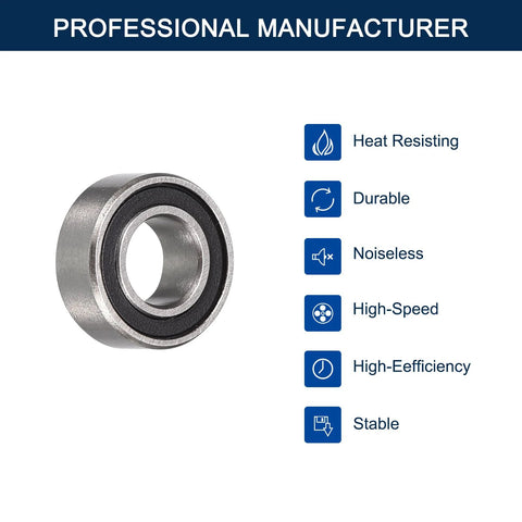 HiPicco MR74-2RS miniature deep groove ball bearing, 4x7x2.5mm, chrome steel, double rubber seal, pre-lubricated.