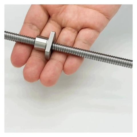 SFK0801 8mm Mini Ball Screw With C5 Precision, P0 Preload, Ball Nut Included, held in hand view