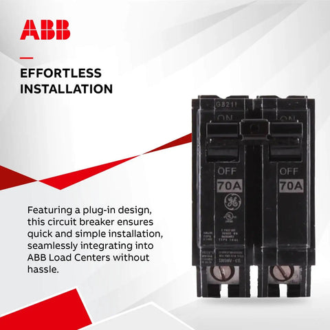 Single 70 A 2-Pole 120/240 V Q Line Plug-In Circuit Breaker with Non-Interchangeable Trip and Thermoset Case