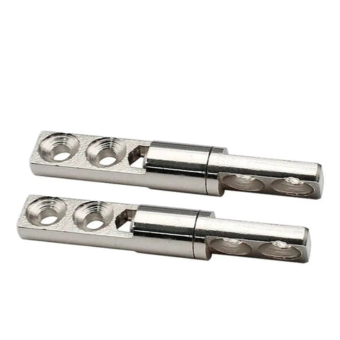 Pair of chrome stop-hinge dampers with straight damping shafts and two mounting holes