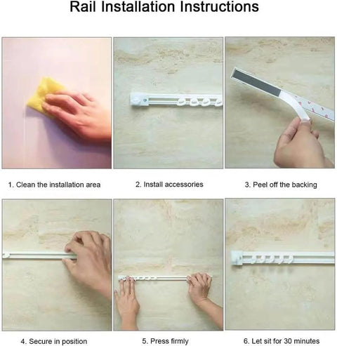 DIY Friendly Self Adhesive Curtain Track Ceiling Or Wall Mount No Drill No Damage Hanger System Easy Install Rails instructions