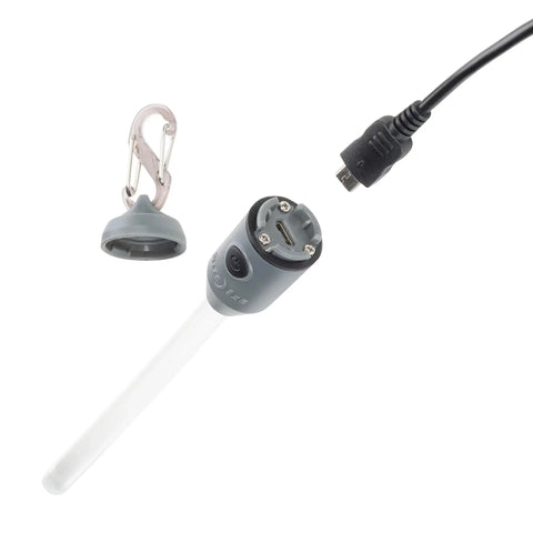Nite Ize Radiant rechargeable LED glow stick with Disc-O Select, USB charging port, gray end cap, includes S-Biner