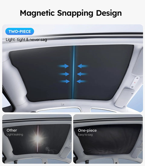 Tesla Model Y Juniper Glass Roof Sunshade With Heat Insulation Nano Ice Coating installed view