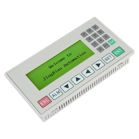 3.7 Inch Text Display HMI For PLC With RS485 RS232 Serial Port And Cable Included showing buttons and green screen display