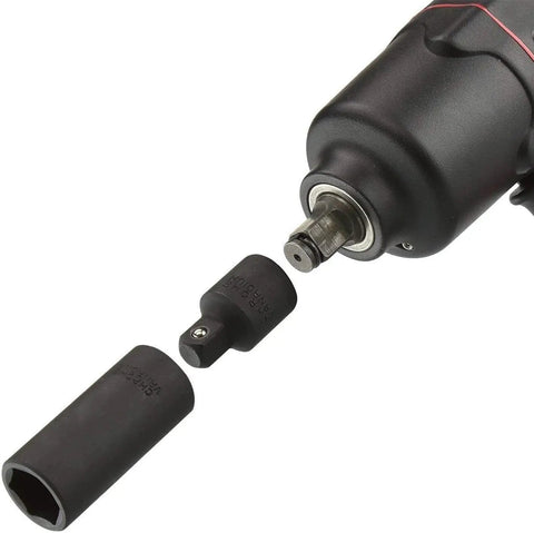 Front view of Utoolmart 3/8 in drive to 1/4 in socket adapters, Cr-V, black, 2-piece set