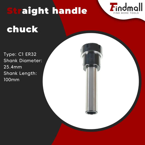 Pro Grade C1 ER32 Straight Shank 100mm Collet Chuck Holder for CNC Lathe and Milling, 25.4mm Shank, Steel