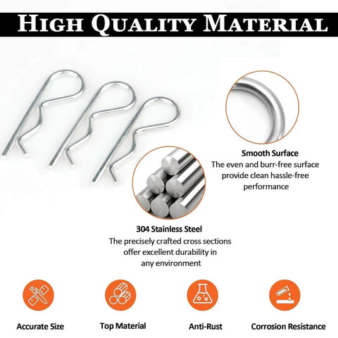 Durable 38 Piece Cotter Pin Assortment Kit With R Clips And Retaining Pins In Five Sizes For Hitch Pin Locks Heavy Duty Steel Construction