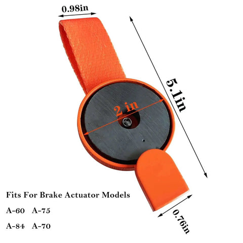 Close-up of SUONE surge brake lockout key with orange strap; 2-pack for UFP trailers A-60/A-70/A-75/A-84.
