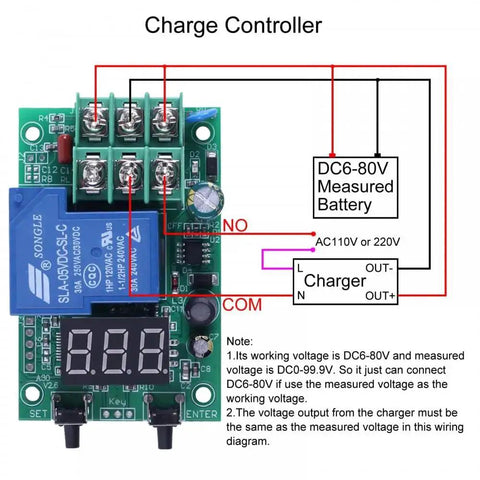 A30-U1 DC 0 To 99.9V Voltage Guard Controller Board With Delay Relay and screen display, showing wiring diagram and installation details