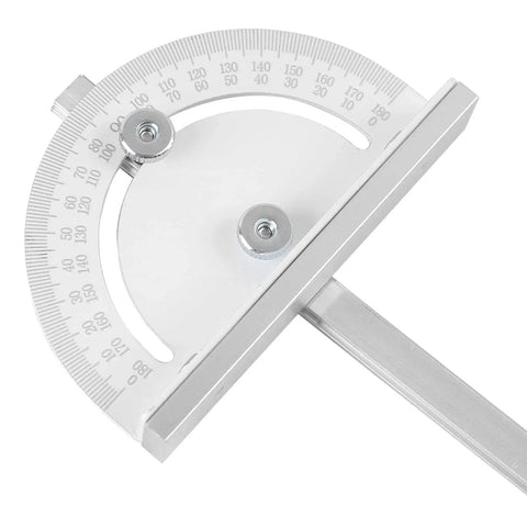 Premium Miter Angle Measuring Tool With Precision Inclinometer in CNC machined aluminum, shown up close with dual 0-180° scales.